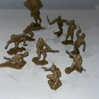 10 Vintage Japanese WWII Louis Marx 2.5" Plastic Soldiers 1963 All Marked -set#4