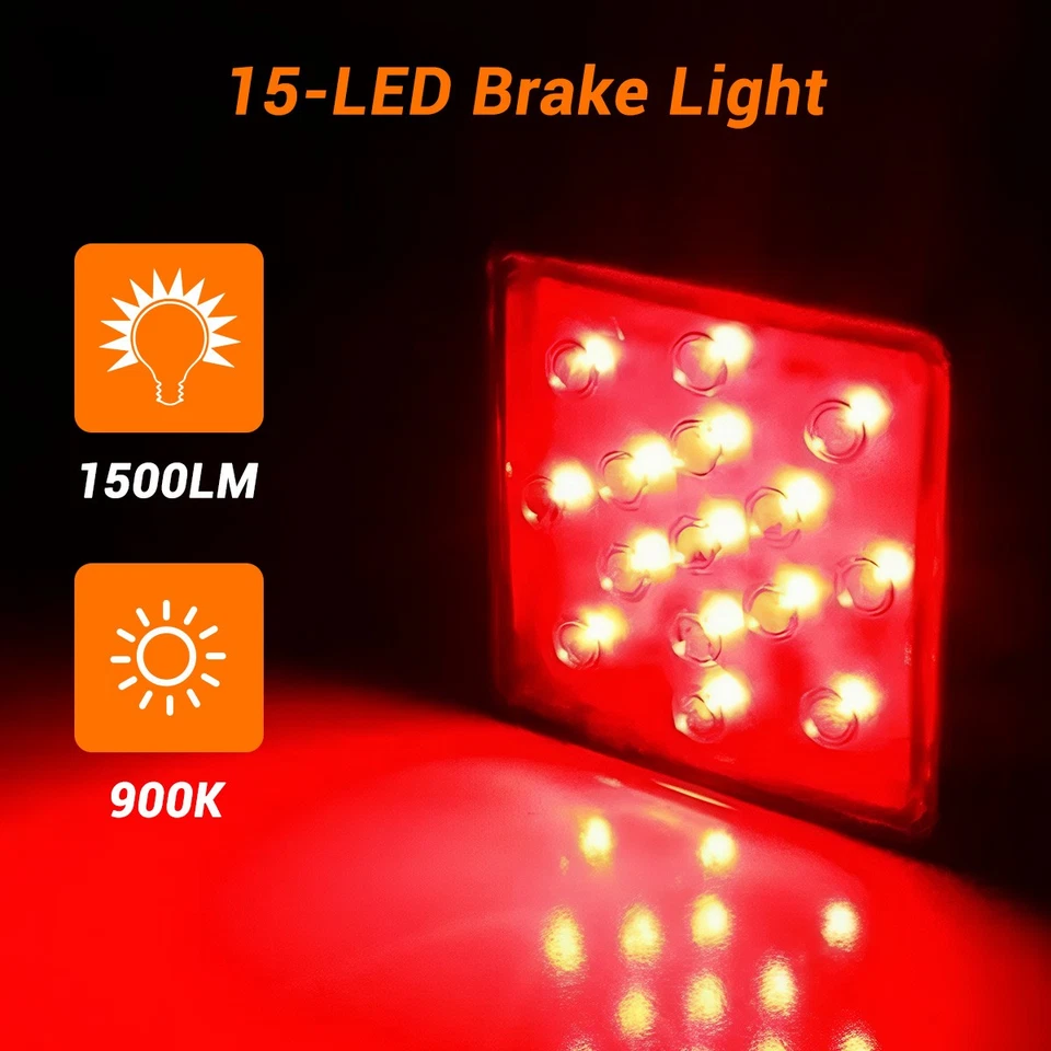 2'' Trailer Truck Hitch Towing Receiver Cover Smoked Lens 15 LED Brake Light US Foto 2 de 4