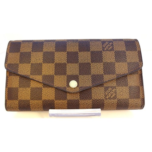 Louis Vuitton Damier Ebene Brown Sarah Wallet Snap Closure