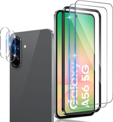 2X Tempered Glass (Screen + Camera) For Samsung Galaxy A56 5G Full 9H
