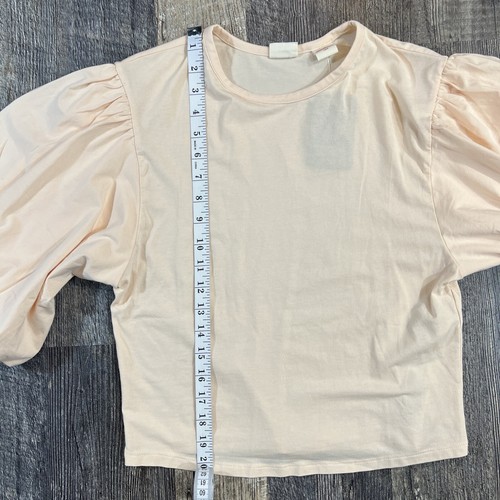 Levi's Women's Short Puff Sleeve Crew Neck Cropped Top Blouse Shirt Size Large - Picture 9 of 10
