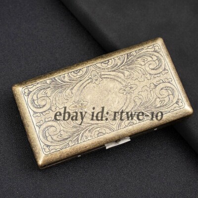 Vintage Metal Lucky Flower Cigarette Case Portable Holder Box For King Size  20s
