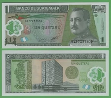 Guatemala 1 Quetzal 2012 P-115 Polymer Banknote UNC Central American Currency