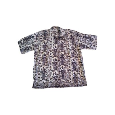Hawaiians Shirt by Batik World  Mens XXL  Short Sleeve Button Up  Maroon Gold