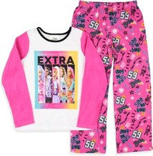 Girls' Barbie Pajamas Set Fleece 2 Piece Pink 5 6 S Doll Toy Shirt Pants Extra