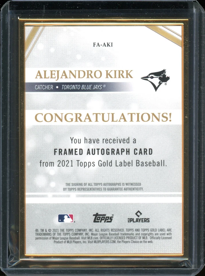 2021 Topps gold label ALEJANDRO KIRK rookie RC autograph AUTO - Image 2 of 2