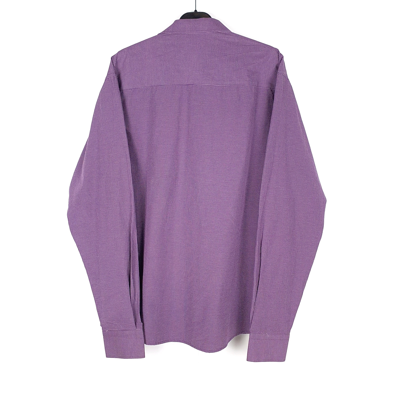 Mens TOMMY HILFIGER Purple Check Long Sleeve Casual Shirt L image 3