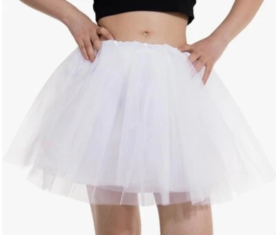 DGSHIRLDJO Damen kurzer weißer Tüllrock 4-lagiger Petticoat Einheitsgröße