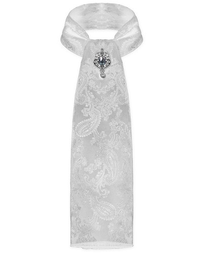 Devil Fashion Gothic Steampunk White Ascot Tie Scarf Cravat & Pin Brooch Wedding