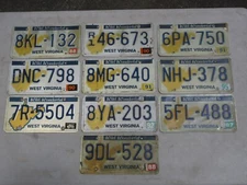 Bulk Lot of 10 West Virginia License Plate Plates MAP - Lot 5FL488