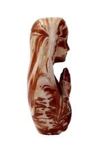 Alaska Clay Brown Cream Signed by Carol Woman Mary Madonna Praying 5" Figure VTG