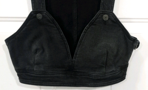 Chaleco Wild Fable Negro Crop Denim con Cremallera Top Cuello Corazón S Nuevo con Etiquetas - Imagen 2 de 4