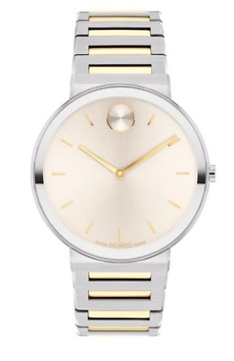 New Movado Bold Horizon Two Tone Stainless Steel Men's Watch 3601075 ...