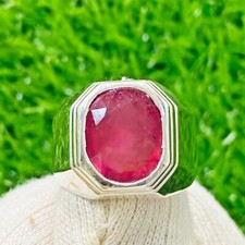 Natural BURMA RUBY Mens Ring Real Burmese Ruby Ring 925 Sterling Silver Ring