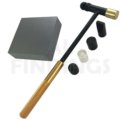 MASSIVER STAHL Doming Bank Block Amboss 50 x 50 x 20 mm 6 teilig Hammer rosegold Werkzeug