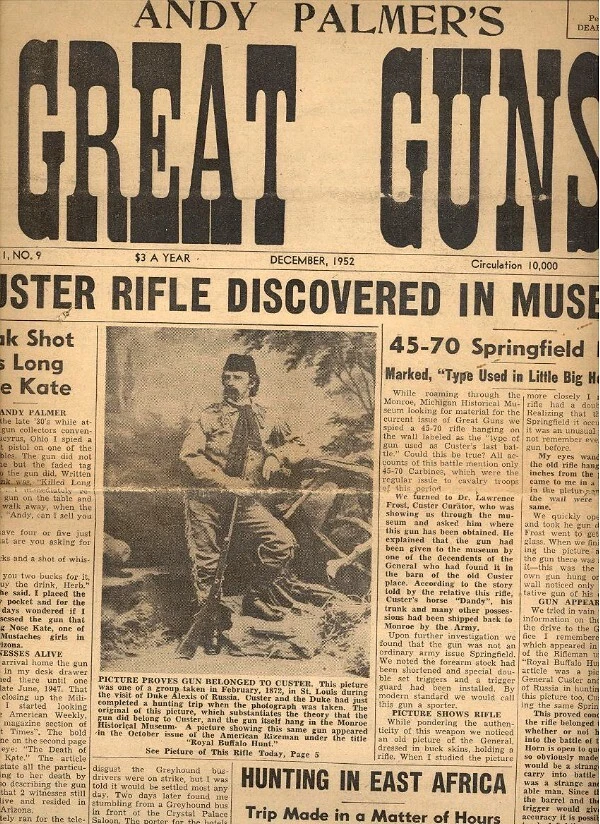 Newspaper: Report of General Custer's Death