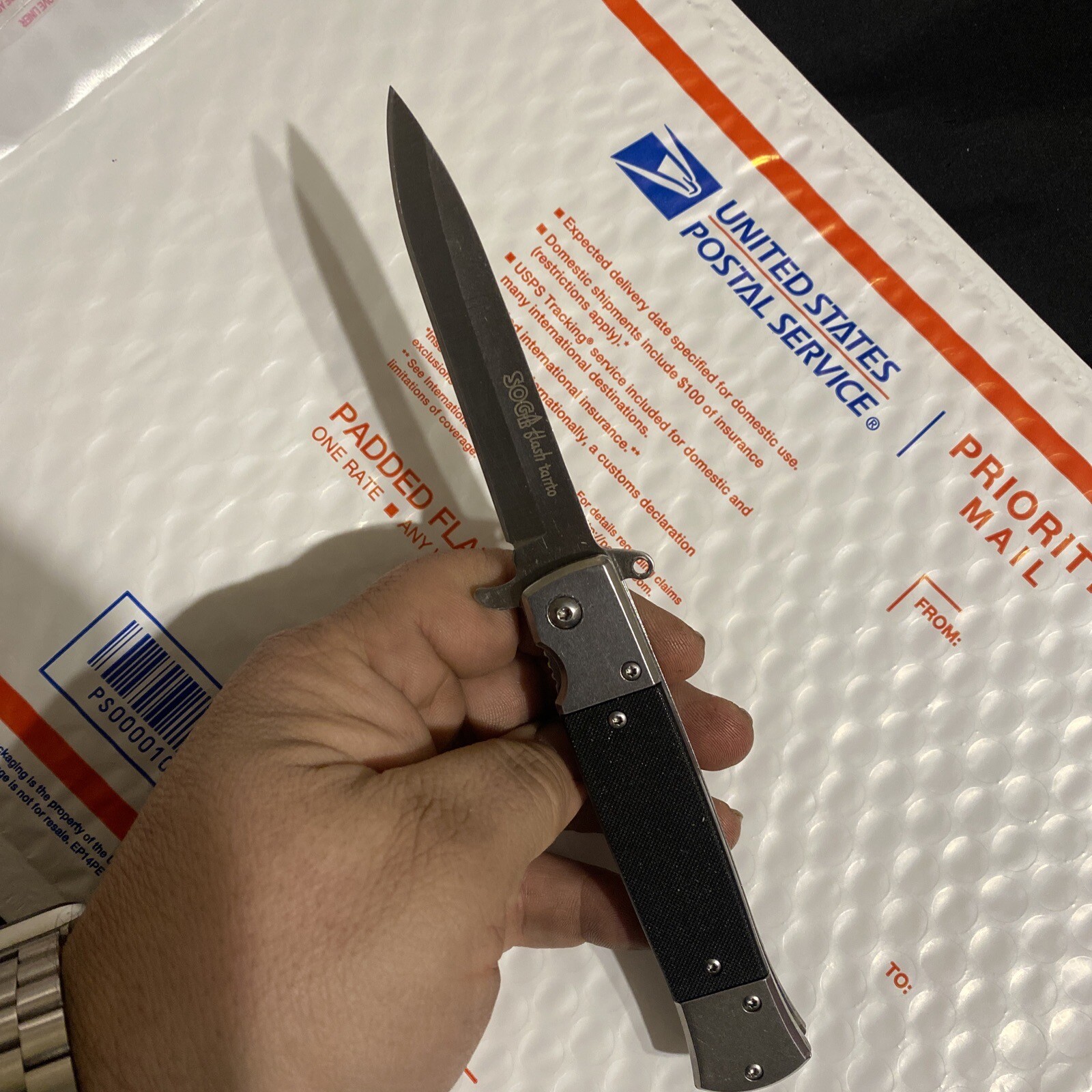 SOG Flash Tanto Knife 440 Steel Black Little Use Assisted And Very