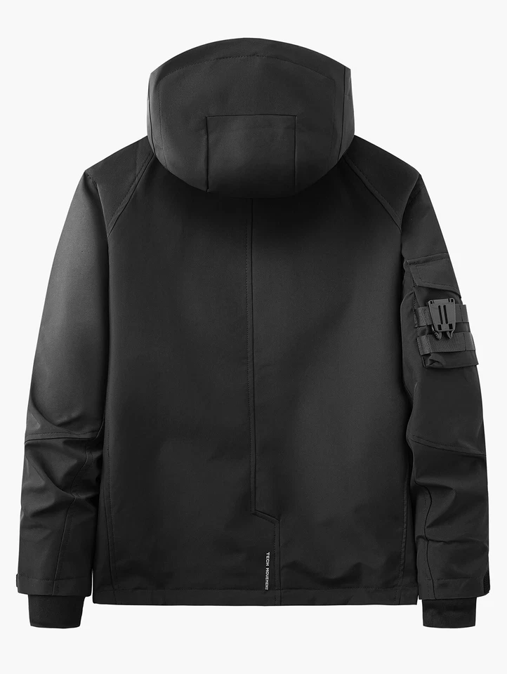 Niepce Men's Techwear Hooded Jacket Streetwear Windbreaker Tactical Utility Coat - Image 2 of 4