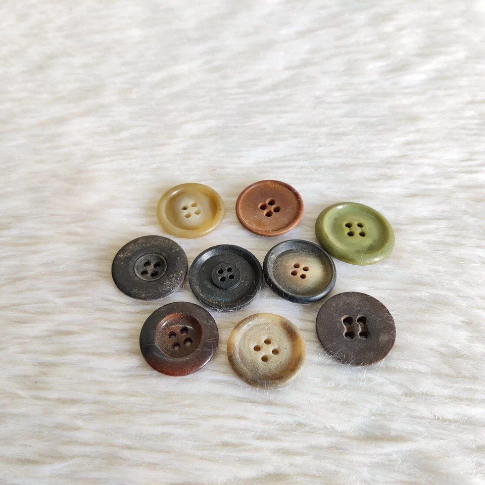 Vintage Bakelite Round Shape Buttons 9Pcs BTN127 - Image 3 of 4