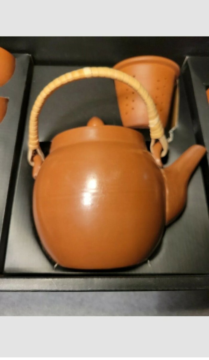 New Rare Joyce Chen 8 Piece Terra Cotta Tea Set # 90-3720 Tea Pot