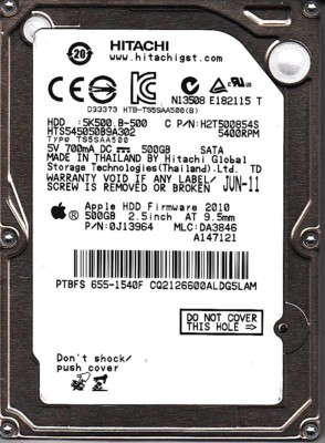 FOR DATA RECOVERY HTS545050B9A302 0J13964 DA3846 655-1540F 2.5 BAD SECTOR 7418