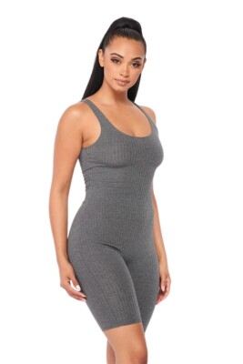 grey romper dress Dark Grey Denim Romper main image 0