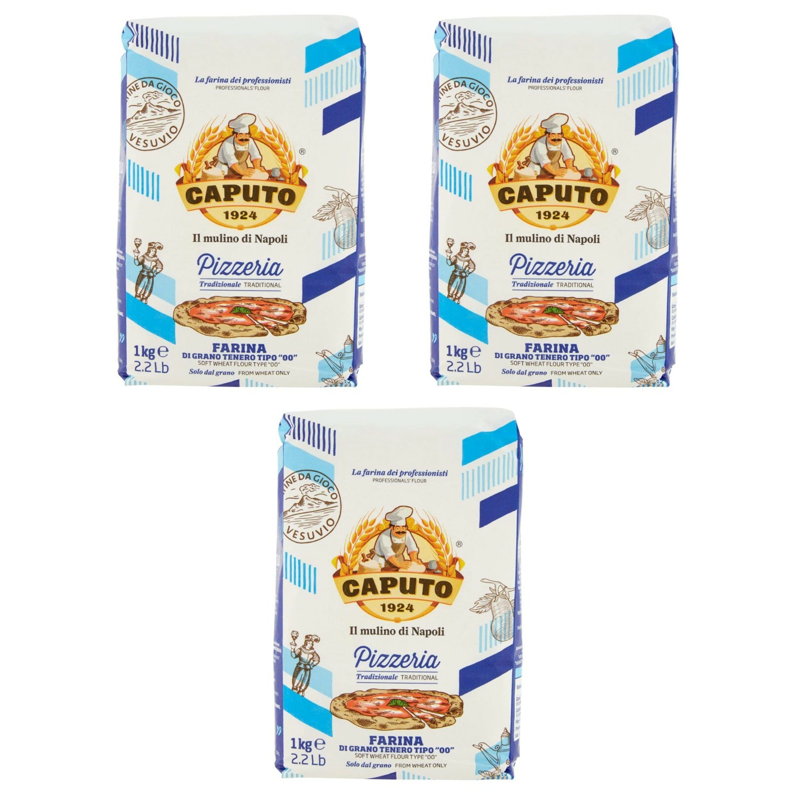 3 Kg FARINA CAPUTO PIZZERIA di grano Tenero Tipo 00 per impasti leggeri pizza