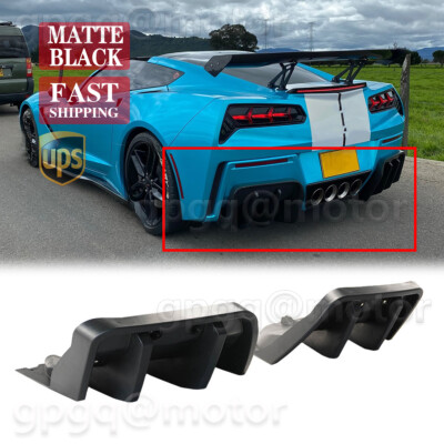 For Corvette C7 Z06 2014-2019 STG 3 Matte Black Add-On Rear Bumper Diffuser Kit
