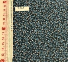 Lewis Irene Dark Teal W/ Metallic Copper Flowers Cotton Quilt Fabric Half Yard