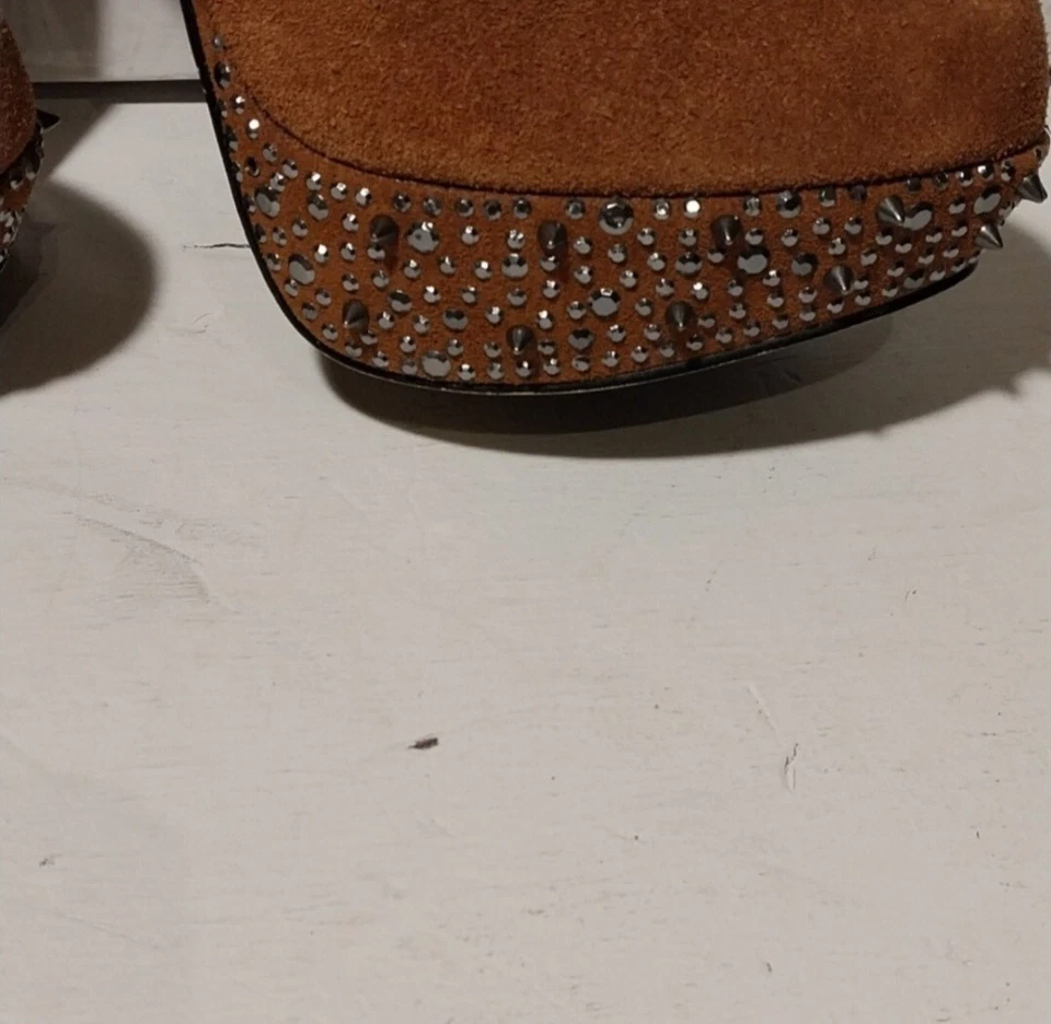 Betsey Johnson Stiletto Heel Above The Knee Leg Boots Studded Platform Sz6M  - Image 2 of 4