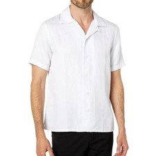 John Varvatos Collection Danny Camp Shirt Sz S Linen Lyocell White Button Down