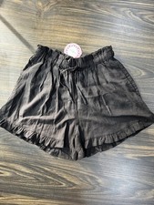 NWT Umgee Black Drawstring Shorts Size Small Fun Free Ruffle