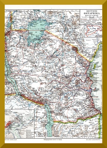 Deutsch-Ostafrika +Landkarte 1903+ Deutsche Kolonie,Tansania,Tanganjika,Sansibar
