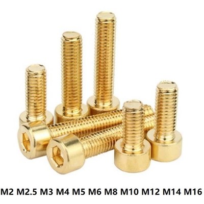 Solid Brass Hex Socket Cap Head Screws Allen Key Bolt M2 M2.5 M3 M4 M5 M6 M8-M16