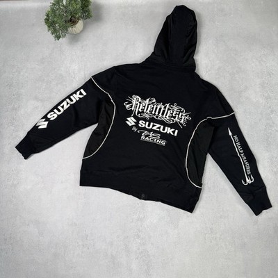 Vintage Suzuki Embroidered Relentless Racing Logo Baggy Zip Hoodie