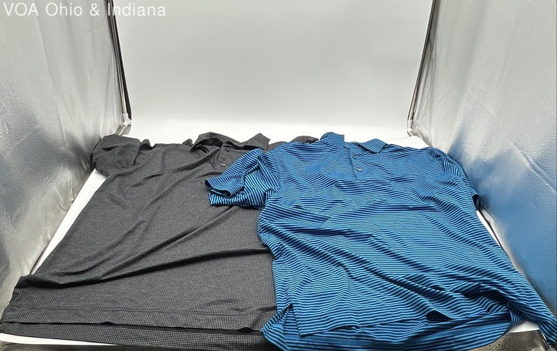 FootJoy Men's Polo Shirts Lot 2 Gray Houndstooth Blue Striped Golf Sz L XL