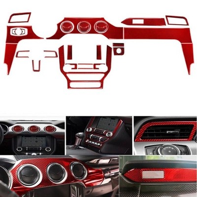 31Pcs Red Carbon Fiber Full Kit Interior Dash Cover Trim For Ford Mustang 15-19