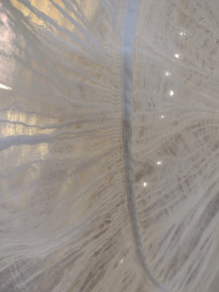 "Pátina reparable con volantes acanalados cremallera aerodinámica deslizable de algodón y lino de la década de 1940 39"" de largo" Foto 3 de 4