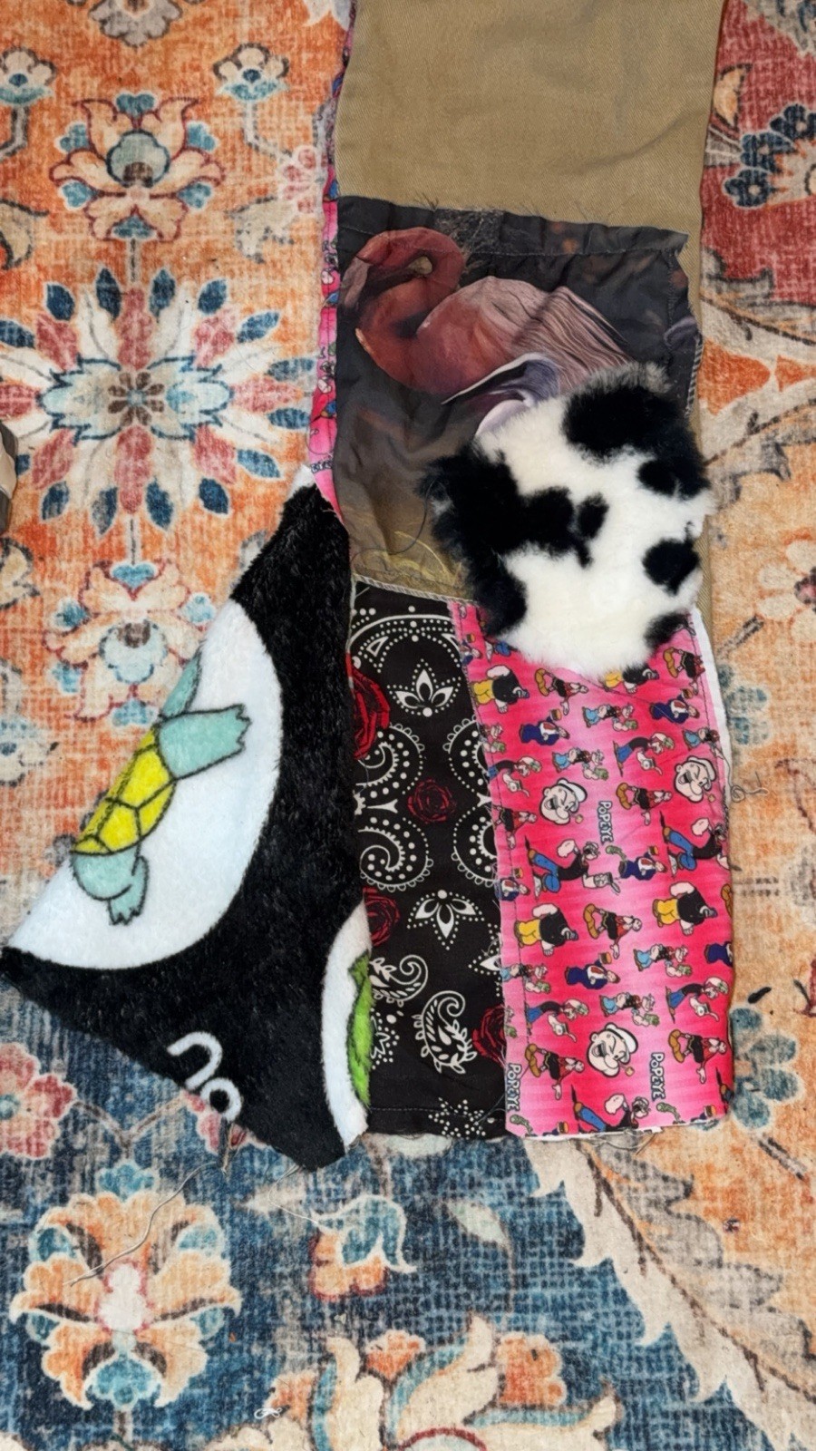 Custom Patchwork Flared Jeans Sz 32x32 - image 2