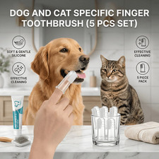 Silicone Pet Finger Toothbrush for Dogs  Cats, Soft Teeth Cleaning Brush