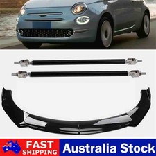 Glossy Black For Fiat 500X 500L Front Bumper Lip Spoiler Splitters + Strut Rods