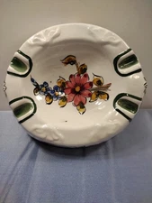 Vintage Flowers Ashtray Pereiras Hand Painted Made in Portugal # 1413