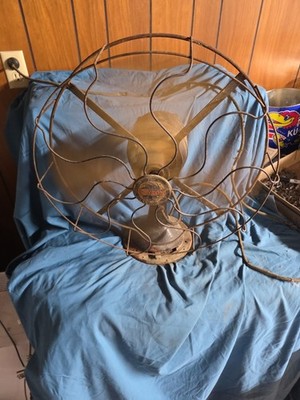 Rare Dayton Antique Fan Four Bladed 16'' Brass Blades  Runs Three Speeds 