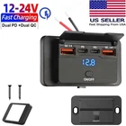 Fast 12-24V QC3.0 & PD USB Charger Socket Panel Car Power Outlet LED Voltmeter