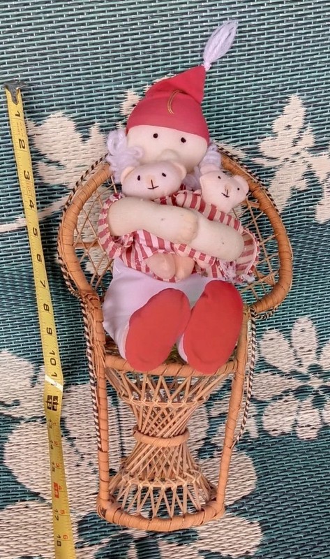 Rare Vtg Plush Ziggy Dressed As Santa Claus Beard Plush With Bamboo Chair Bears