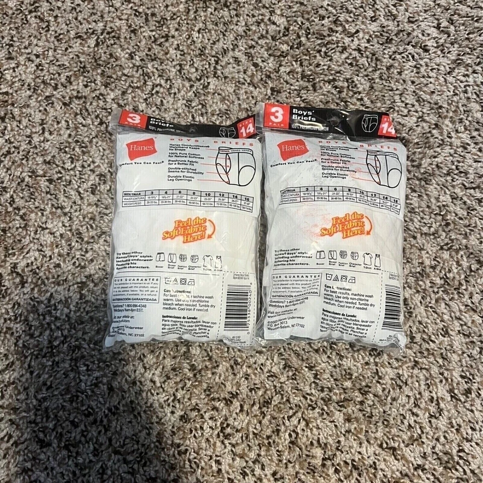 Cuecas Hanes masculinas cuecas pacote com 3 algodão branco cintura confortável tamanho 14 - Imagem 2 de 2