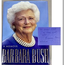 BARBARA BUSH Autographed Inscribed Signed Book A Memoir First Lady US President
