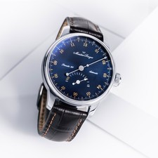 MeisterSinger Primatic 365 Herrenuhr Automatik - Sonnenschliff Stahlblau mit