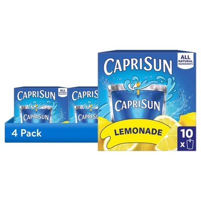 Capri Sun Lemonade Juice Drink Blend 10 Pouches 6 oz All Natural (4 Pack)