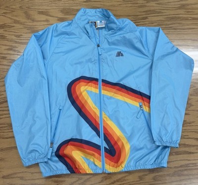 ALDI Gear Windbreaker Track Jacket Blue Orange Rainbow 50th Anniversary L 24x28